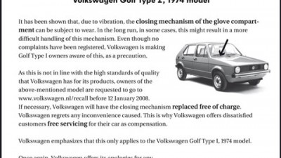 Volkswagen Golf - Product Recall