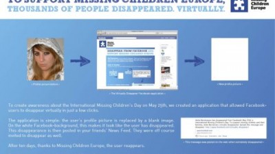 Missing Children Europe - Disappear from Facebook