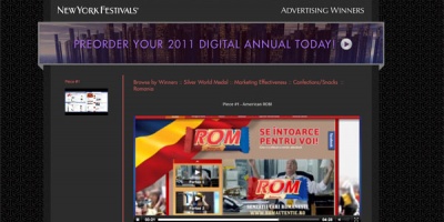 3 medalii New York Festivals 2011 merg la McCann si "Noul ROM", pentru Marketing Effectiveness, Integrated Media si PR