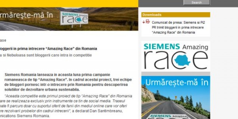 [Update] Siemens Romania lanseaza “Amazing Race”, la care vor participa bloggerii Bobby Voicu, Alex Radescu si Oltea Zambori