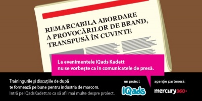 IQads Kadett anunta alaturarea agentiei-partener Mercury360 in proiect si lansarea unui nou val de comunicare