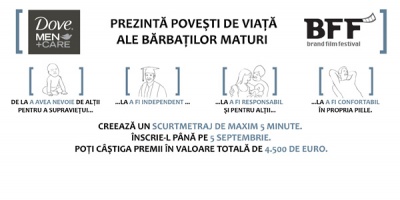 Inca 25 de zile pentru inscrierea scurtmetrajelor despre barbatul matur, confortabil in propria piele, in competitia Dove Men+Care, din cadrul Brand Film Festival