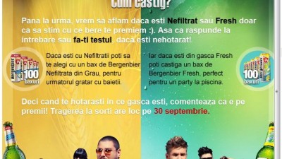 Aplicatie de Facebook: Bergenbier Nefiltrat vs. Fresh (cum castig)