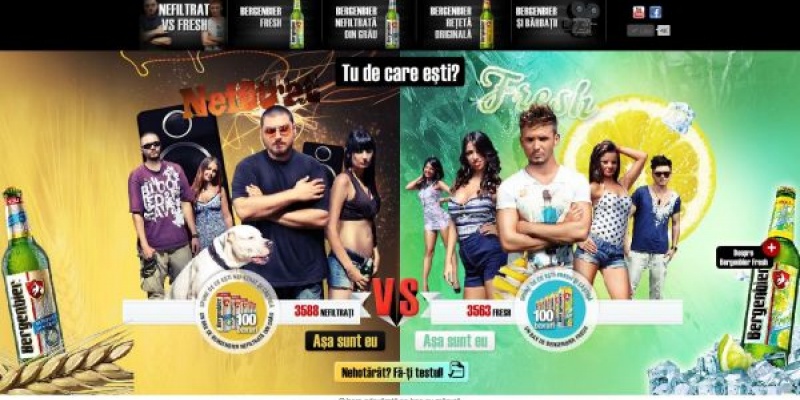 Pagina oficiala de Facebook Bergenbier Romania, lansata de iLeo prin aplicatia "Nefiltrat vs. Fresh"