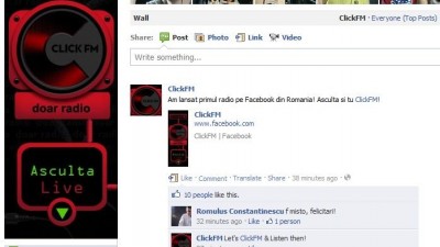 Aplicatie de Facebook: Click FM - Asculta live
