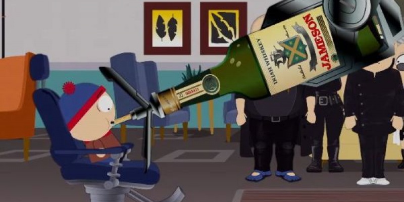 Product placement in South Park: lui Stan i se "administreaza" o sticla de Jameson