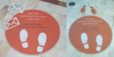 [UPDATE] Floor stickere care anunta accesul gratuit la internet oferit de Orange la metrou