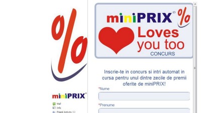 Aplicatie Facebook miniPRIX - Be miniPRIX's Valentine
