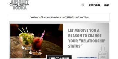 Personalizarea Timeline-ului prin aplicatia de Facebook "ABSOLUT Cover Photos", creata de G2 Romania pentru ABSOLUT VODKA