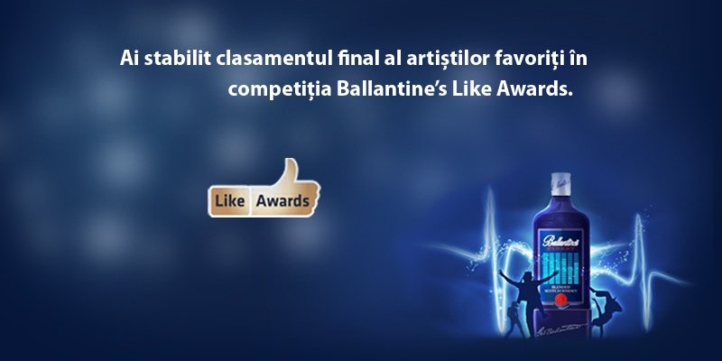 In cadrul Ballantine’s Like Awards au fost votati cei mai buni artisti romani ai momentului