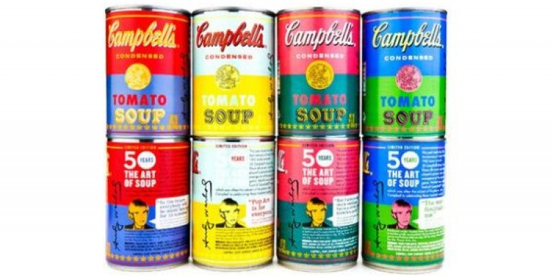 Tribut Andy Warhol la aniversarea de 50 de ani a lucrarii "32 Campbell’s Soup Cans"