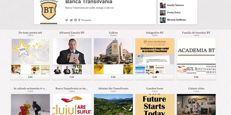 Banca Transilvania comunica prin intermediul contului de Pinterest