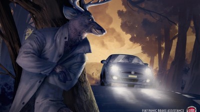 Fiat Panic Brake Assistance - Deer
