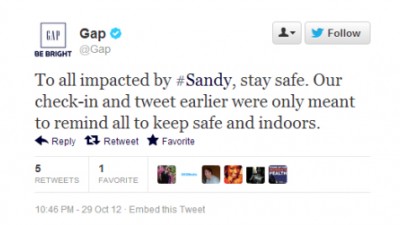 Gap - Hurricane Sandy Blunder, 2