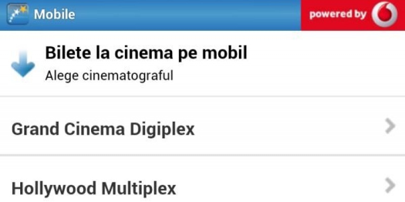 Vodafone introduce plata biletelor pentru Hollywood Multiplex, in cadrul aplicatiei Cinemagia