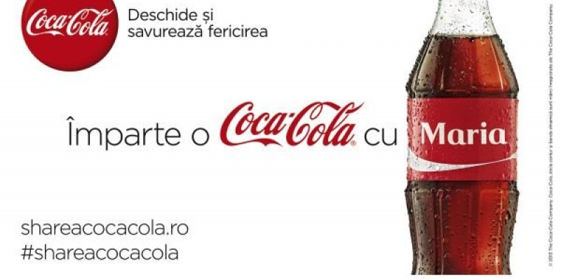 Cele mai populare 150 de nume romanesti au inlocuit logo-ul Coca-Cola