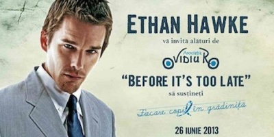 Ethan Hawke vine la Bucuresti pentru premiera Before Midnight si pentru a sustine programul "Fiecare Copil in Gradinita"