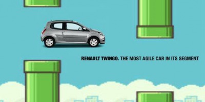 Responsive advertising pentru Renault Twingo care te invata cum sa castigi la Flappy Bird