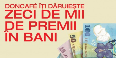 Unul dintre participantii la promotia "Doncafe iti daruieste zeci de mii de premii in bani" poate castiga 50.000 de lei