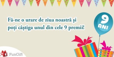 FunGift.ro implineste 9 ani si sarbatoreste cu un concurs pe Facebook si un serviciu de livrare gratuita in luna aprilie