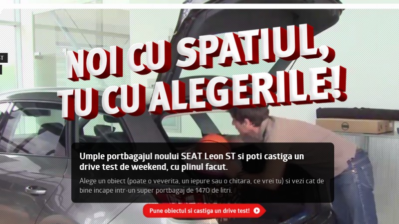 Utilizatorii pot umple portbagajul noului SEAT Leon ST cu iepuri de plus, intr-o campanie semnata Interactions