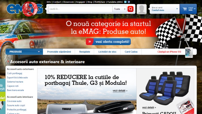 eMAG introduce in portofoliu o noua categorie de produse: auto