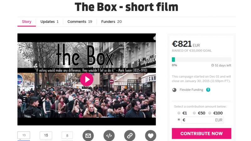 Cloud9Film isi propune sa lanseze scurtmetrajul ,,The Box’’ cu crowdfunding de pe Indiegogo