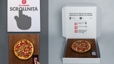 Pizza Hut si Golin au inventat scrollnita, gadget-ul care pastreaza pizza calda atunci cand dai scroll