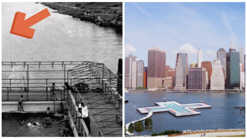 O piscina care pluteste in New York