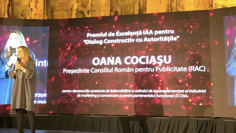 Oana Cociașu, premiată de IAA România pentru excelență în dialogul cu autoritățile