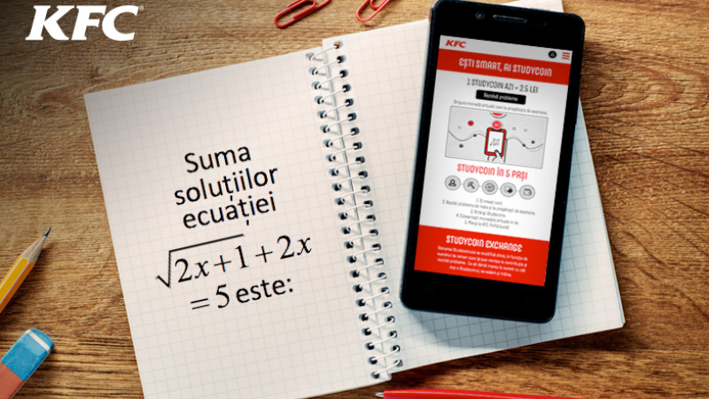 KFC© lansează programul Studycoin, prin care încurajează elevii să rezolve probleme de matematică, specifice examenului de Bacalaureat