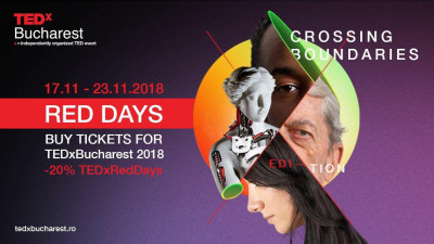 TEDxBucharest anunță că 22- 23 noiembrie devin Red Days, două zile cu discount de 20%