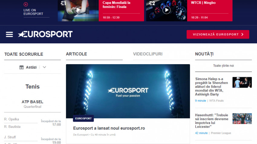 Eurosport anunță lansarea noului website eurosport.ro
