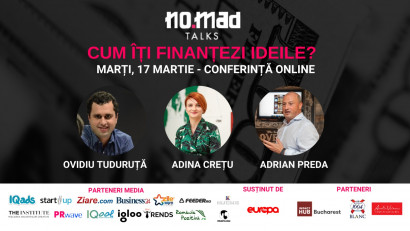 Despre posibilitățile de finanțare ale proiectelor, la ediția exclusiv online a NO.MAD Talks de pe 17 martie