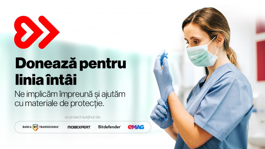Patru companii romanesti - Banca Transilvania, Mobexpert, Bitdefender si eMAG - lanseaza platforma Doneaza pentru linia intai. Acestea au donat impreuna 4 milioane de lei