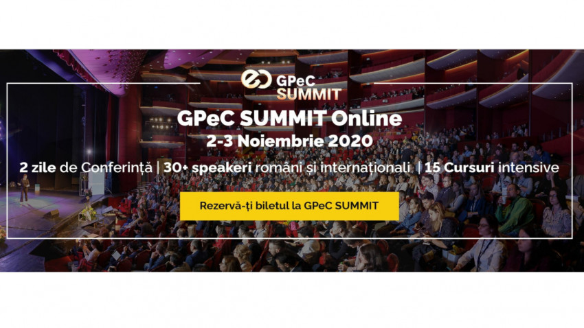 GPeC SUMMIT 2-3 Noiembrie are loc exclusiv online: 2 zile de Conferință, 15 Cursuri Intensive de E-Commerce & Digital Marketing, 30+ speakeri, 38+ ore de conținut practic