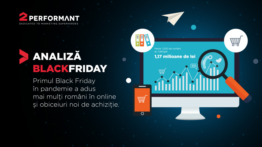 Analiză 2Performant: de Black Friday, românii care au promovat magazinele online au câștigat 1,17 milioane de lei într-o săptămână