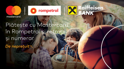 Consumatorii care plătesc cu cardul Mastercard la terminalele POS Raiffeisen Bank din stațiile Rompetrol pot retrage numerar de p&acirc;nă la 200 de lei