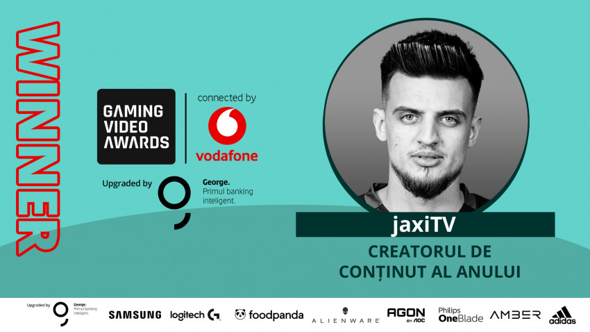 Jaxi câștigă, pentru a doua oară consecutiv, distincția de creatorul de conținut al anului la Gaming Video Awards