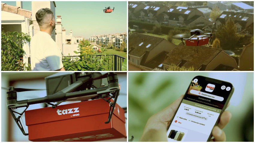 Prima livrare cu drona prin Tazz Now: Doar în 15 minute, în zbor, la tine acasă
