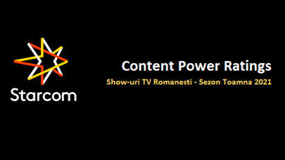 Emisiunile TV preferate de rom&acirc;ni &icirc;n sezonul toamnă 2021, conform topului Content Power Ratings realizat de Starcom Rom&acirc;nia