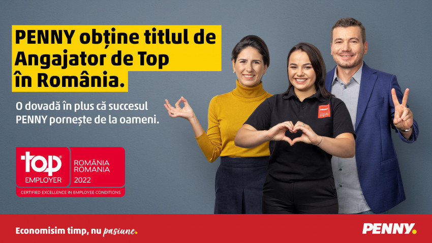 PENNY este recunoscut ca Top Employer 2022 în România