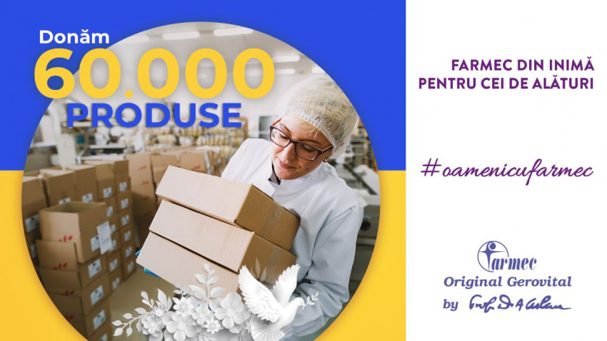 Farmec donează 60.000 de produse de igienă personală prin campania „Farmec din inimă pentru cei de alături”