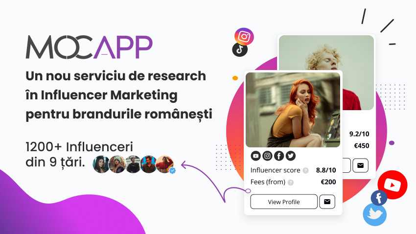 Un nou serviciu de Influencer Marketing pentru brandurile românești. MOCAPP Research: acces la o bază de date de peste 1200 de influenceri din 9 țări