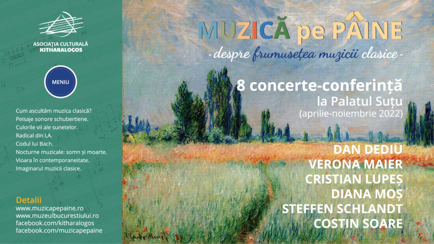 „Muzică pe pâine – despre frumuseţea muzicii clasice”, 4 noi concerte-conferință la Palatul Suțu