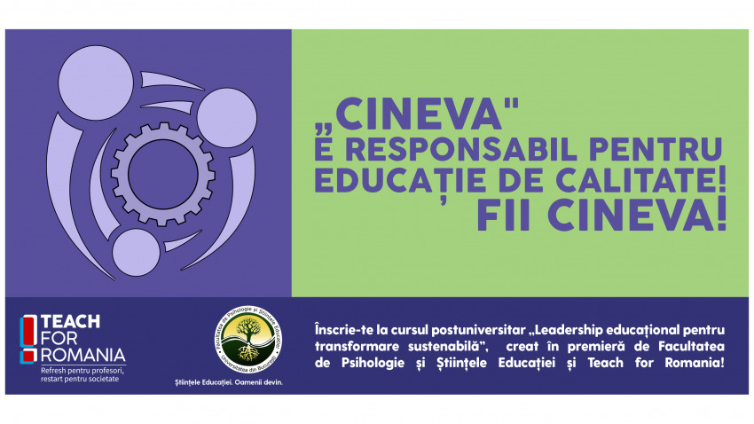 Teach for Romania și Facultatea de Psihologie și Științele Educației -  Universitatea din București lansează programul postuniversitar de formare și dezvoltare continuă: Leadership educațional pentru transformare sustenabilă