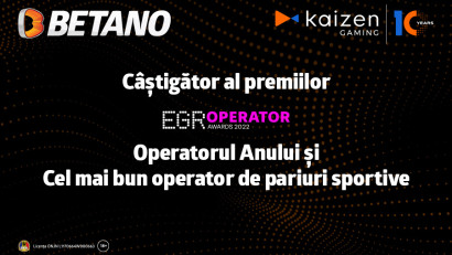 Kaizen Gaming, grupul care deține BETANO a fost desemnat de EGR drept cel mai bun operator din industrie