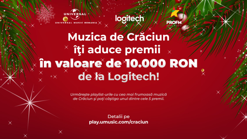 Universal Music România, alături de Logitech și ProFM România, lansează campania de Crăciun cu premii de peste 10.000 Ron