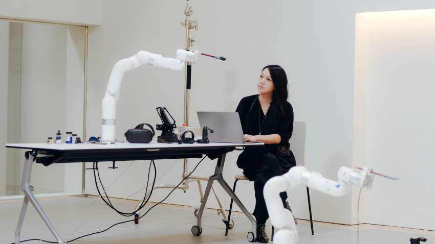 Sougwen Chung: It's not about using AI and machine learning to no longer draw a line. It's about changing the nature of that line and finding new ways to approach traditional mediums