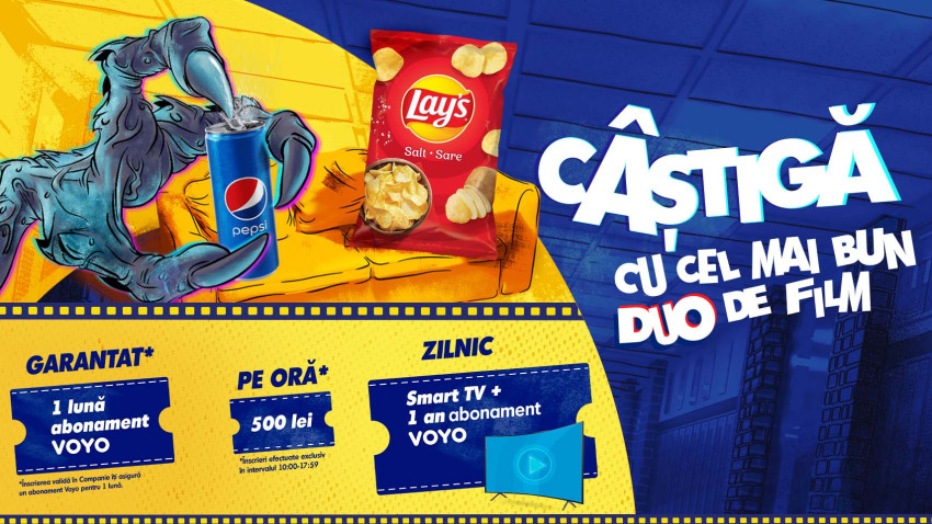 Câștigă cu cel mai bun duo de film și Bobonete, în prima promoție națională. Pepsi și Lay’s semnată DDB România